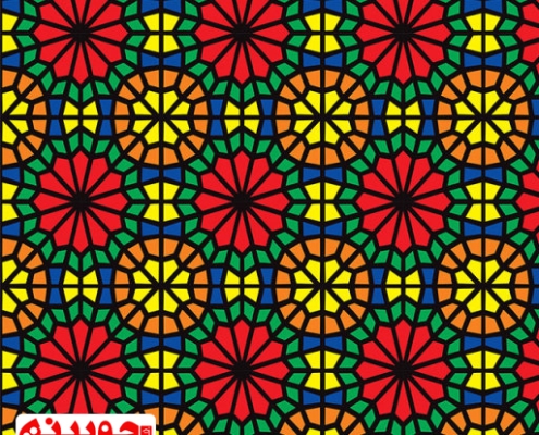 برچسب شیشه دکوراتیو با طرح سنتی برای پنجره و درب شیشه‌ای.