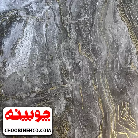 برچسب کابینت اقتصادی طرح سنگ طوسی خاکستری با رگه های طلایی