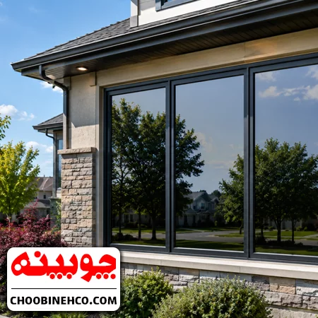 برچسب رفلکس - برچسب آینه ای - برچسب جیوه ای - reflective film برچسب یک طرفه کردن شیشه - شرکت چوبینه - کد 4010 عرض نیم متر یا 50 سانتیمتر